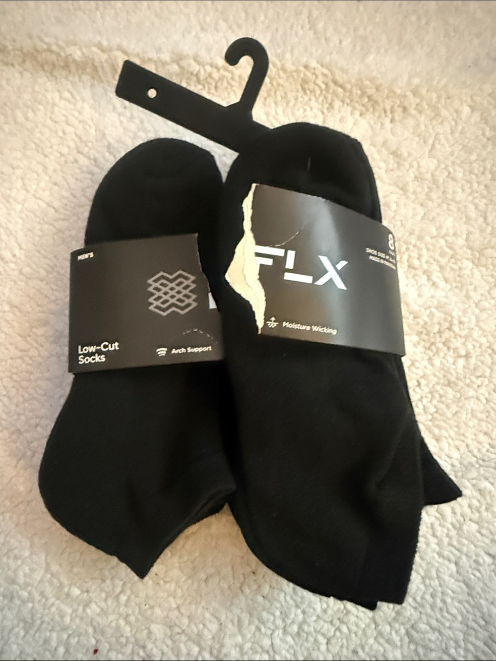 Men's Low-Cut Moisture-Wicking Socks - Black. 6 pairs